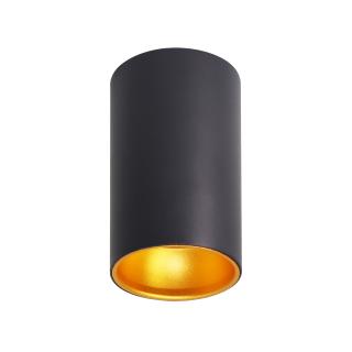 Tuba lampa sufitowa czarny 1x15W GU10 odbł. złoty śr. 7 cm, czarno złoty