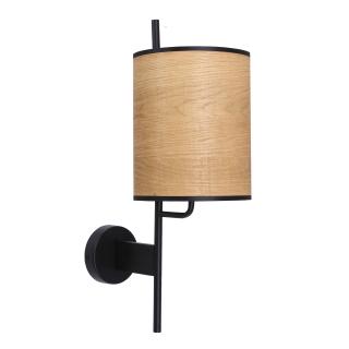 Zeta lampa kinkiet czarny 1x40W E27 abażur orzechowy, czarny + orzechowy