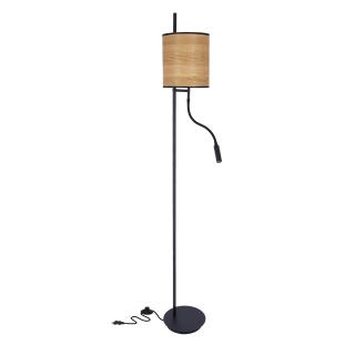 Zeta lampa podłogowa czarny 1x40W E27+3W LED 4000K abażur orzechowy, czarny + orzechowy