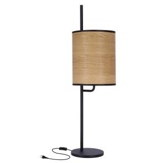 Zeta lampa stołowa czarny 1x40W E27 abażur orzechowy, czarny, abażur orzechowy