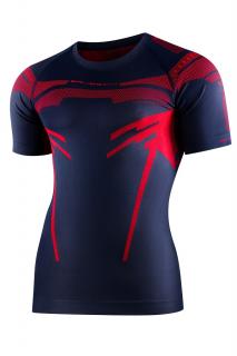 Męska koszulka termoaktywna z krótkim rękawem BRUBECK Dry, Ciemnoniebieski/Czerwony