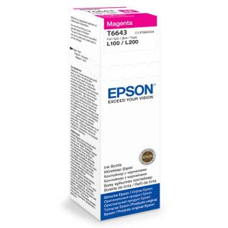 Oryginalny Epson T6643 MAGENTA tusz do drukarki Epson L110/L200/L210/L300/L355/L550 OEM C13T66434Atusz 70ml