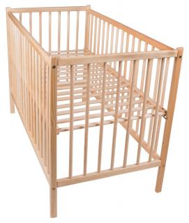 Łóżeczko dla dziecka 120x60, drewniane sosnowe, kolor natura, Lakier ekologiczny wyjmowane szczebelki dwa poziomy