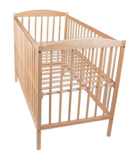 Łóżeczko dla dziecka 120x60, wykonane z drewna sosnowego, lakierowane ekologicznym lakierem naturalnym.