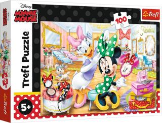 Puzzle 100 el. Minnie Mouse, Minnie w salonie kosmetycznym, Trefl, puzzle dla dzieci