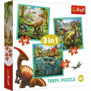 Puzzle Maxi 3w1 Niezwykły świat dinozaurów, puzzle dla dzieci