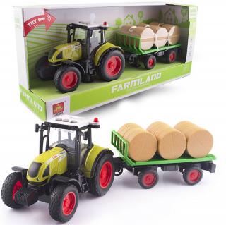 Traktor, ciągnik rolniczy z balami siana zabawka dla dzieci kreatywna i edukacyjna