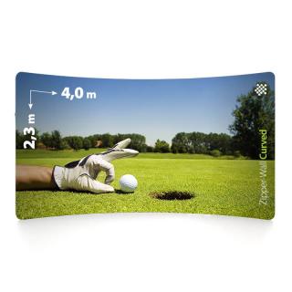 Tekstylna ścianka reklamowa łukowa 400 x 230 cm