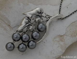 BOTANICA - srebrny wisiorek z perłami