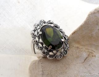 CASTELLON - srebrny pierścień z oliwinem