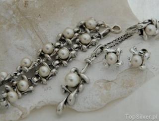 EVORA - srebrny komplet z perłami