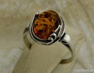 KARELIA - srebrny pierścionek z bursztynami