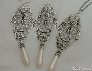 KAROLLA - srebrny komplet z perłami