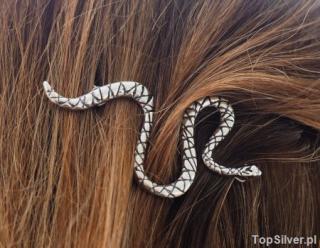 SNAKE srebrna spinka do włosów w kształcie węża