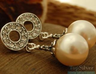 VALENCIA - srebrne kolczyki perła i kryształy
