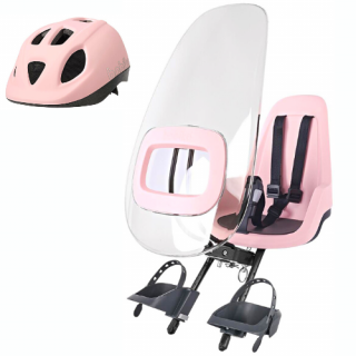 BOBIKE FOTELIK ROWEROWY MINI GO PRZEDNI +OSŁONA +KASK DO 15 KG DO 3 LAT COTTON CANDY PINK