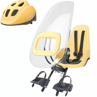 BOBIKE FOTELIK ROWEROWY MINI GO PRZEDNI +OSŁONA +KASK DO 15 KG DO 3 LAT LEMON SORBET