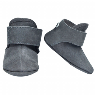 LODGER BUCIKI PAPUTKI DO CHODZENIA ZIMOWE Z OCIEPLENIEM SKÓRZANE ANTYPOŚLIZGOWE 15-18 M WALKER LEATHER DARK GREY