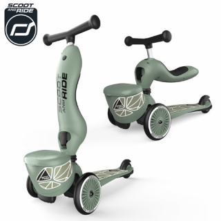 SCOOTANDRIDE HIGHWAYKICK 1 LIFESTYLE 2W1 JEŹDZIK I HULAJNOGA ZAMYKANY SCHOWEK 1-5 LAT GREEN LINES