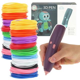 Długopis 3D Pen Zestaw Wkłady 115 Metrów fioletowy