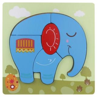 Drewniana Układanka Edukacyjna Puzzle - słoń