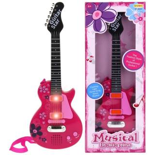 Gitara Elektryczna Rockowa Metalowe Struny Różowa