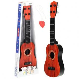 Gitara Ukulele dla Dzieci Edukacyjna Metalowe Struny + Kostka do Gry - czerwona