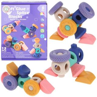 Klocki Montessori Sensoryczne Miękkie Gumowe Figury Pojazdy