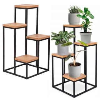 Kwietnik Stojak na Kwiaty Rośliny Metalowy Stojący Regał 4 Półki Loft 67cm
