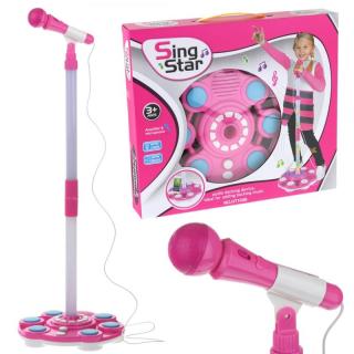 Mikrofon na Statywie dla Dzieci Karaoke MP3 Różowy