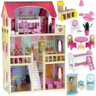Ogromny Drewniany Domek dla Lalek Barbie + Taras