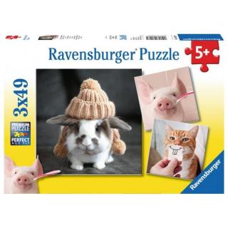 Ravensburger Puzzle 3x49 Portrety Zwierząt 080281
