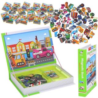 Układanka Książka Magnetyczna Magnesy Puzzle Pojazdy Auta Transport 77 el.