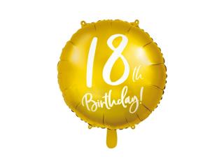 Balon foliowy złoty 18 th Birthday -1 szt *