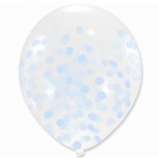 Balony przezroczyste z niebieskim  konfetti -100 szt.