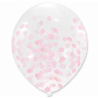 Balony przezroczyste z różowym   konfetti -100 szt.