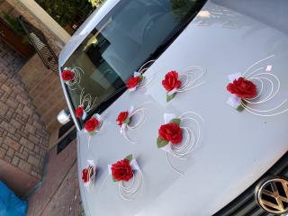 Dekoracja na auto, czerwone róże - zestaw