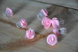 Spinki z kwiatkiem dla dziewczynki - Komunia- różowe - 1 szt.*