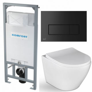 ALCADRAIN C201 KOMFORT Stelaż WC + miska WC + deska + przycisk M578 czarny