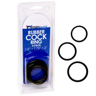 Pierścień na członka - Rubber Cock Ring 3-pack - dla alergików