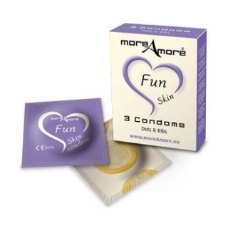 Prążkowane prezerwatywy Condom Fun Skin 3 sztuki