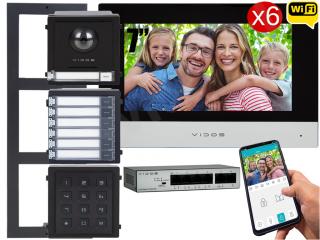 Zestaw modułowy wielorodzinny wideodomofon IP Vidos ONE 6x M2010 A2000-G/D/N FullHD Szyfrator Natynkowy System POE