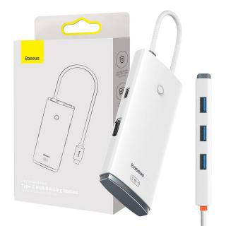 Baseus Hub 5w1 Baseus Lite Series USB-C do 3x USB 3.0 + USB-C + HDMI (biały)