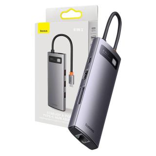 Baseus Hub 8w1 Baseus StarJoy Series, USB-C do HDMI + 3 x USB 3.1 + USB-C PD + RJ45 + microSD/SD