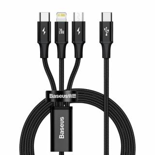 Baseus Kabel USB 3w1 Baseus Rapid Series, micro USB / Lightning / USB-C, 20W, 1.5m (czarny)