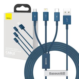 Baseus Kabel USB 3w1 Baseus Superior Series, USB do micro USB / USB-C / Lightning, 3.5A, 1.2m (niebieski)