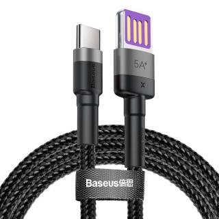 Baseus Kabel USB do USB-C Baseus Cafule Huawei SuperCharge, QC 3.0, 5A 1m (czarno-szary)