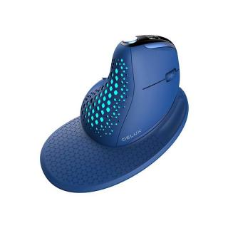 Delux Bezprzewodowa mysz pionowa Delux M618XSD BT+2.4G RGB (niebieska)