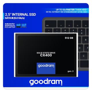 Dysk SSD GOODRAM CX400 gen. 2 2.5″ 512 GB SATA III (6 Gb/s) 550MB/s 500MS/s