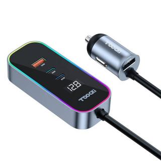 Toocki Ładowarka samochodowa Toocki 2xUSB-C + 2xUSB, 155W (szara)